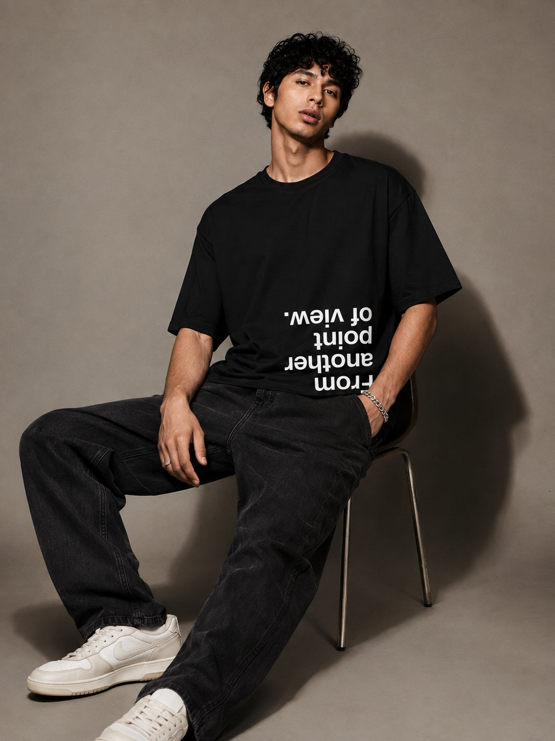Point of View Printed Round Neck Oversize Pre-customized Tshirt for Men