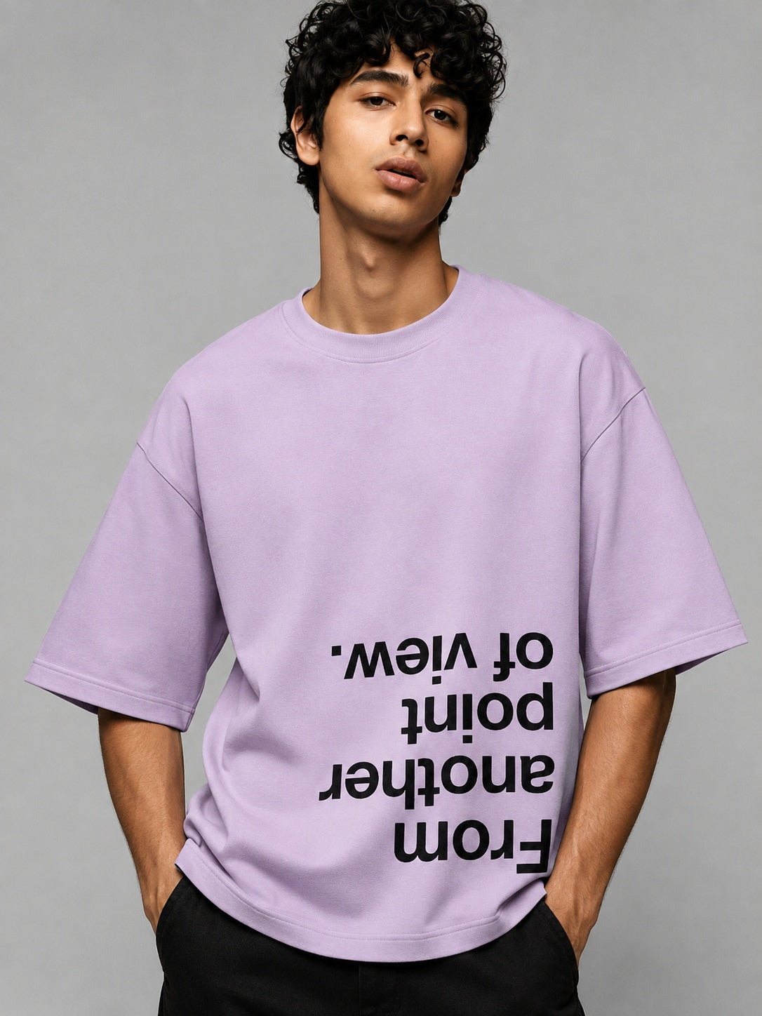 Point of View Printed Round Neck Oversize Pre-customized Tshirt for Men