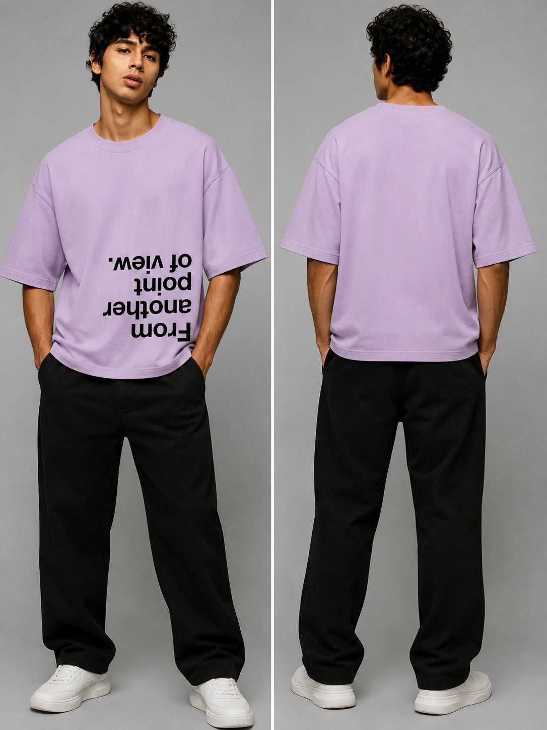 Point of View Printed Round Neck Oversize Pre-customized Tshirt for Men
