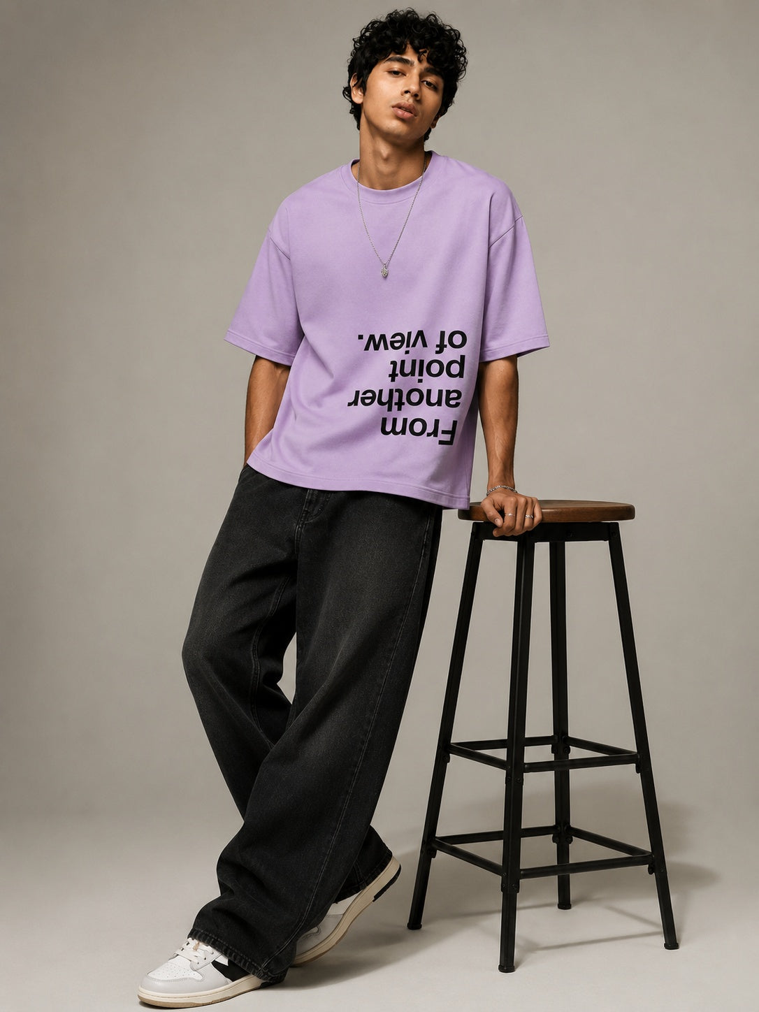 Point of View Printed Round Neck Oversize Pre-customized Tshirt for Men