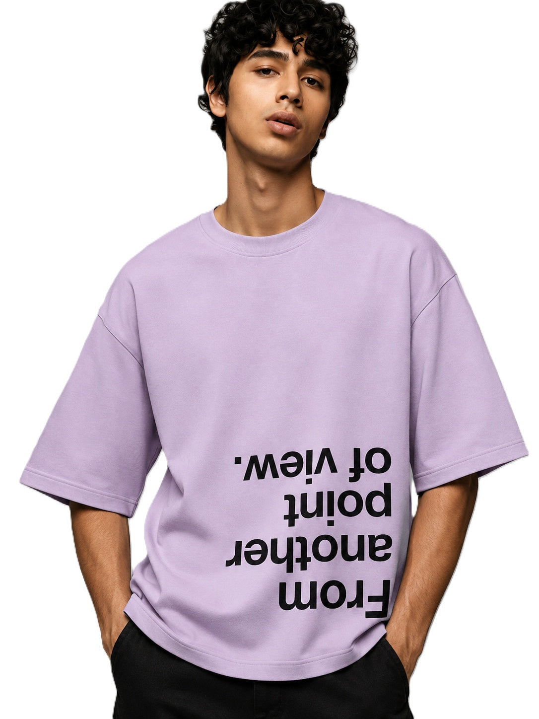 Point of View Printed Round Neck Oversize Pre-customized Tshirt for Men