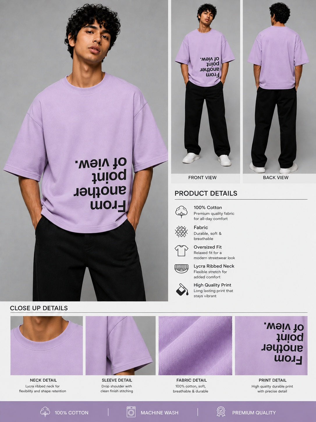 Point of View Printed Round Neck Oversize Pre-customized Tshirt for Men