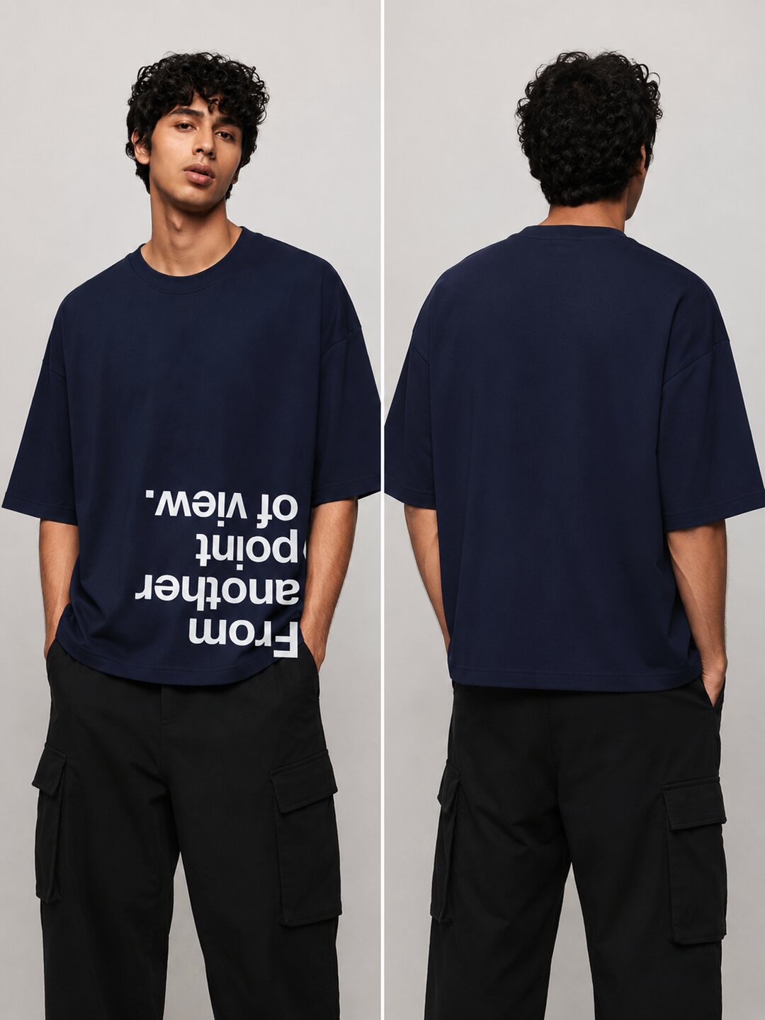 Point of View Printed Round Neck Oversize Pre-customized Tshirt for Men