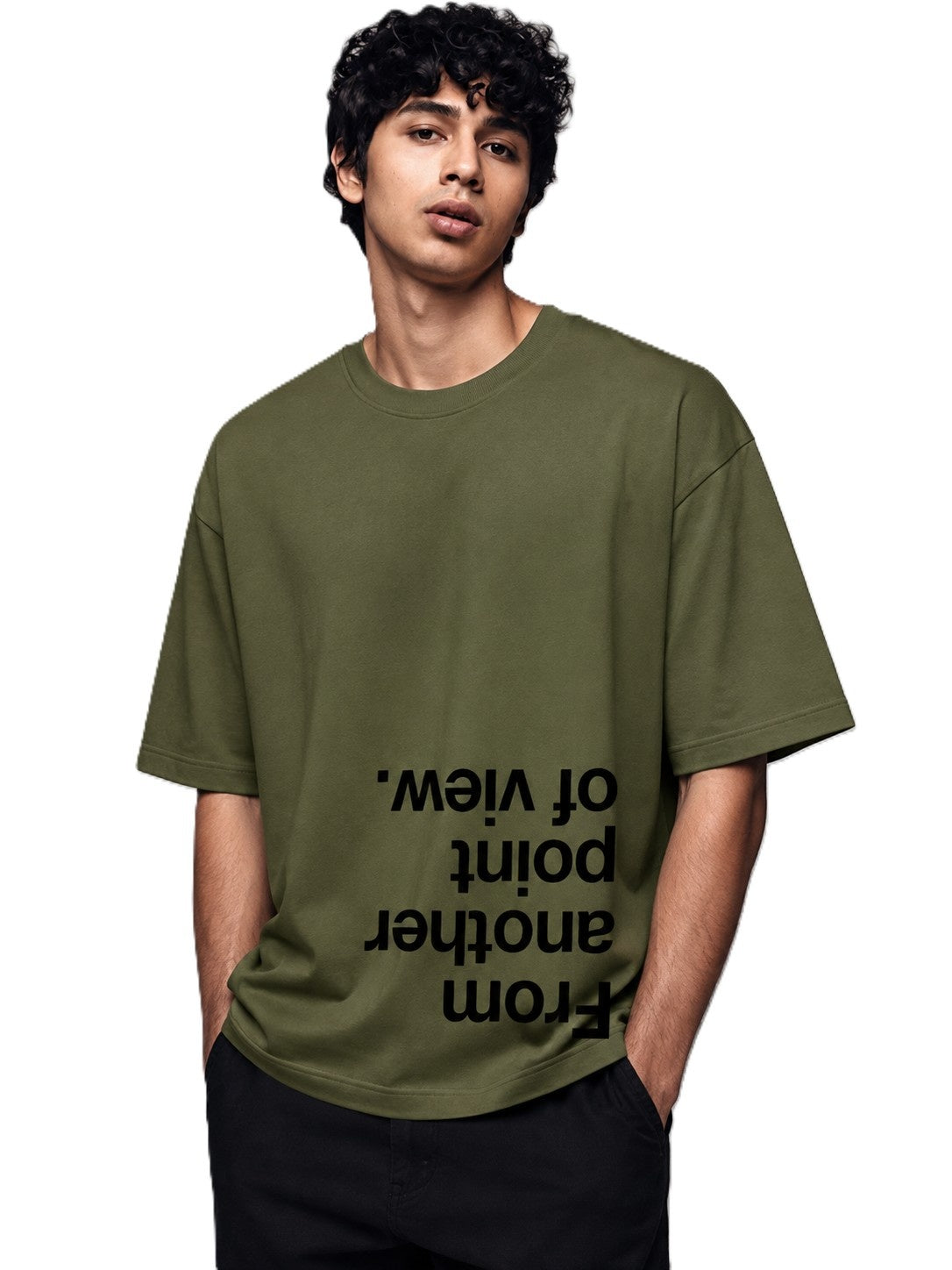 Point of View Printed Round Neck Oversize Pre-customized Tshirt for Men