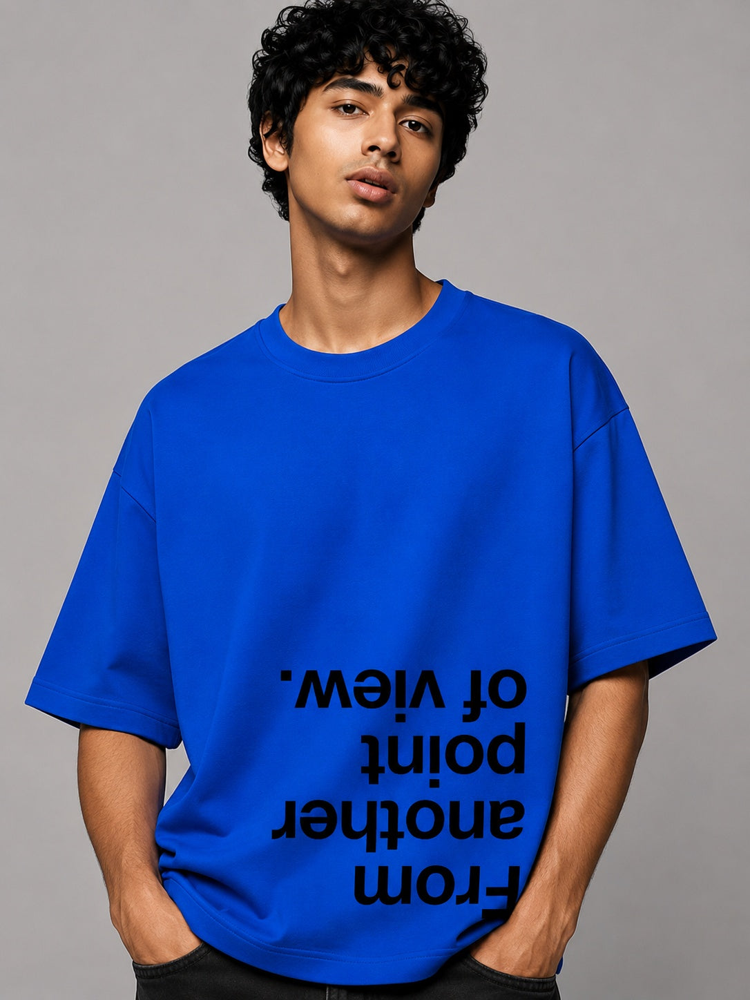 Point of View Printed Round Neck Oversize Pre-customized Tshirt for Men
