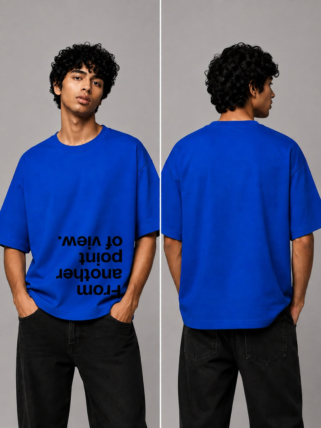 Point of View Printed Round Neck Oversize Pre-customized Tshirt for Men