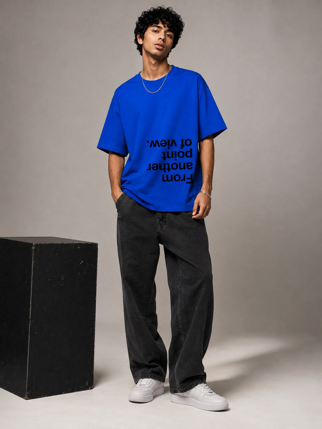 Point of View Printed Round Neck Oversize Pre-customized Tshirt for Men