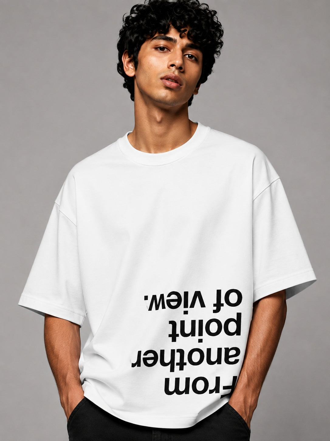 Point of View Printed Round Neck Oversize Pre-customized Tshirt for Men