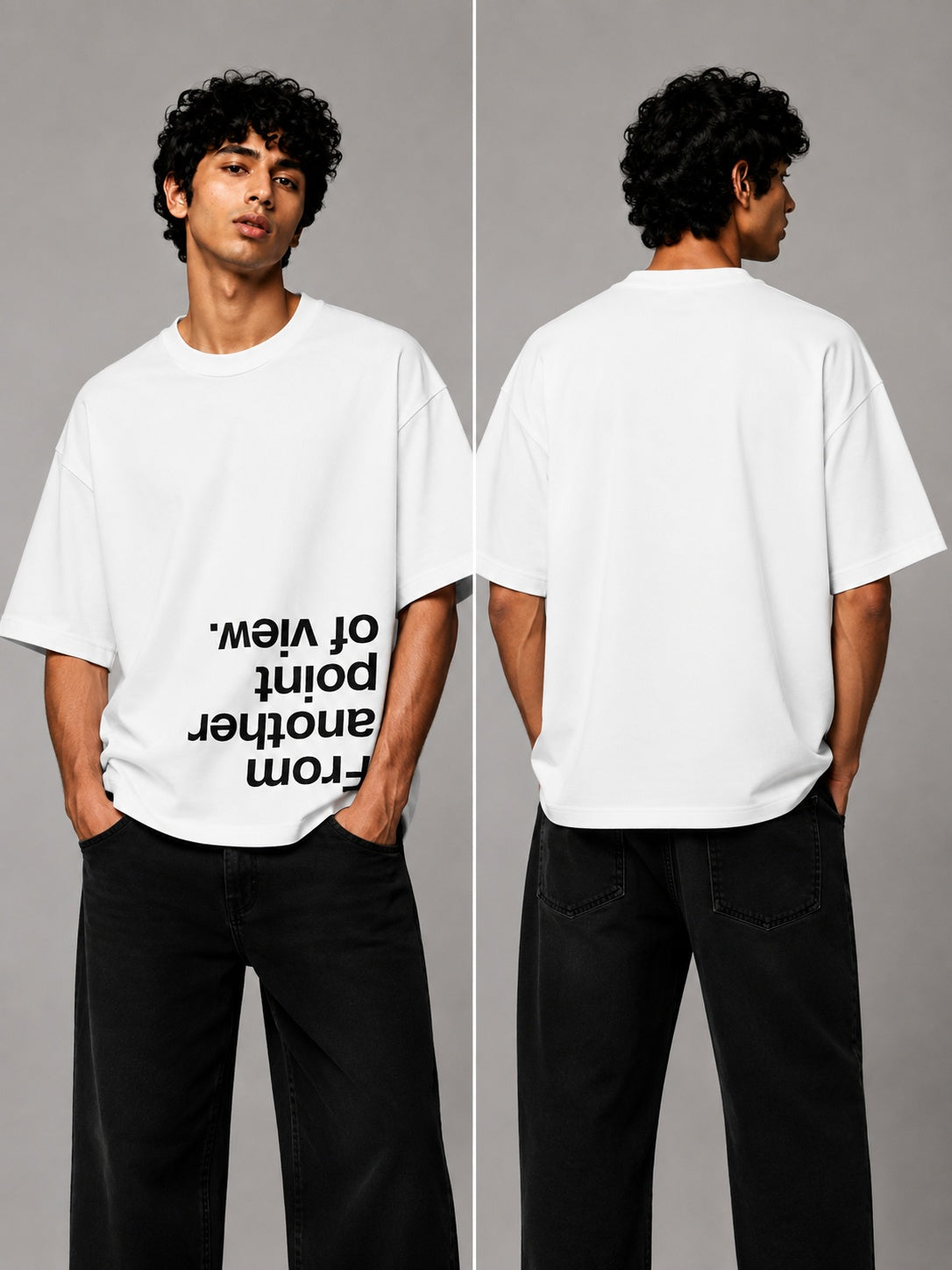 Point of View Printed Round Neck Oversize Pre-customized Tshirt for Men