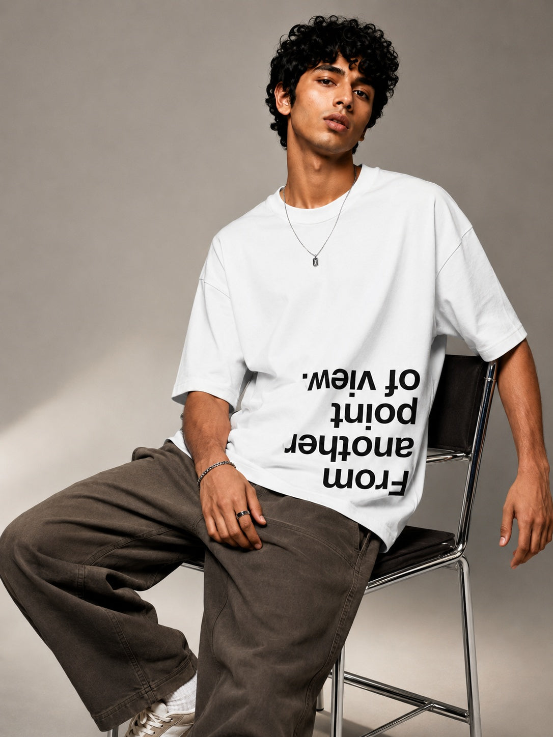 Point of View Printed Round Neck Oversize Pre-customized Tshirt for Men