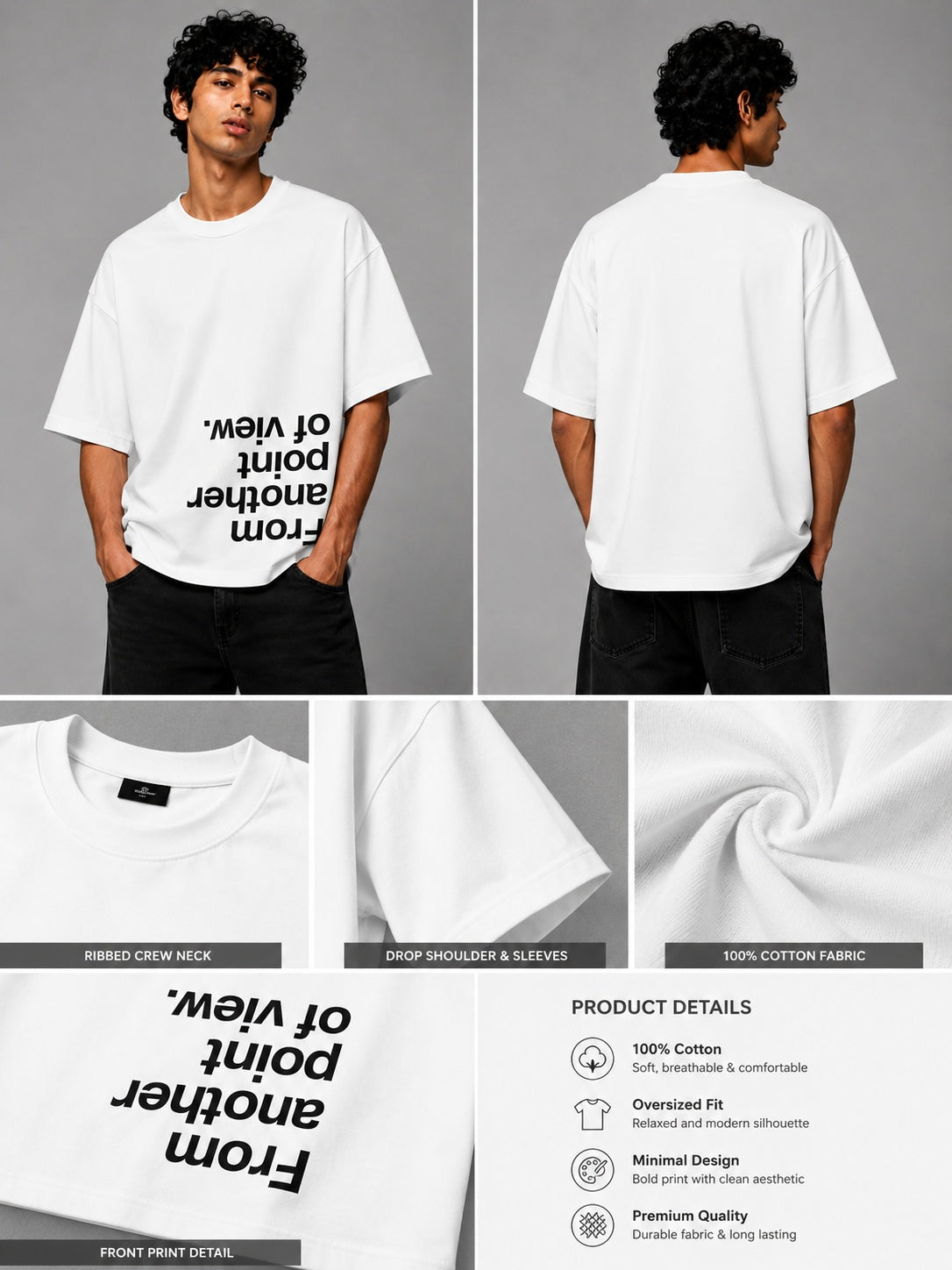 Point of View Printed Round Neck Oversize Pre-customized Tshirt for Men