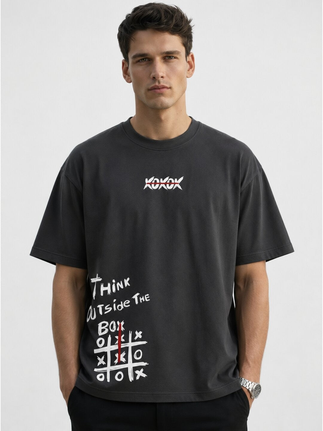 Out of the Box Printed Round Neck Oversize Pre-customized Tshirt for Men