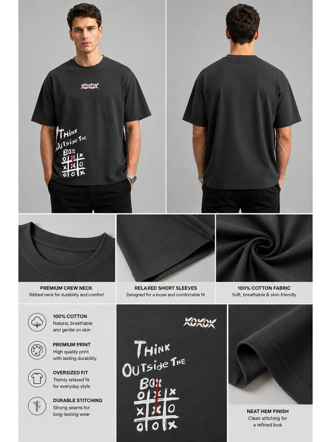 Out of the Box Printed Round Neck Oversize Pre-customized Tshirt for Men