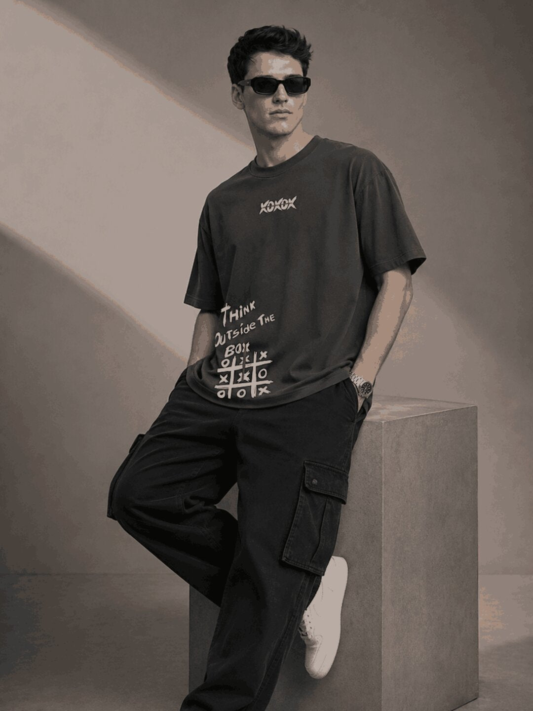 Out of the Box Printed Round Neck Oversize Pre-customized Tshirt for Men