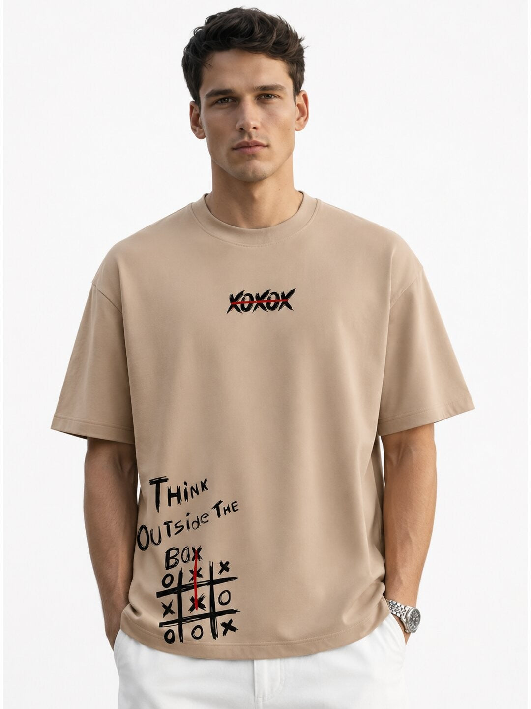 Out of the Box Printed Round Neck Oversize Pre-customized Tshirt for Men