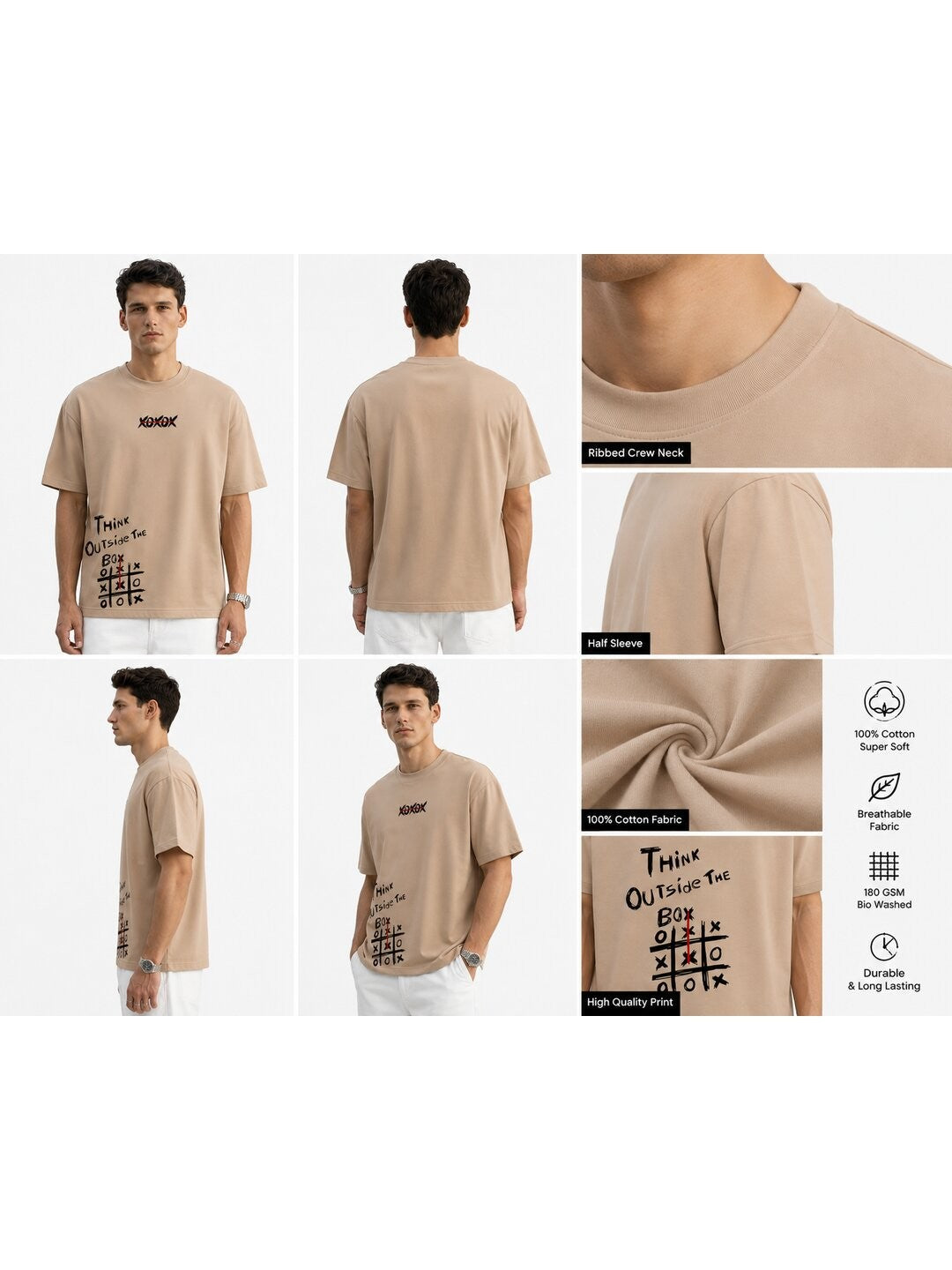 Out of the Box Printed Round Neck Oversize Pre-customized Tshirt for Men