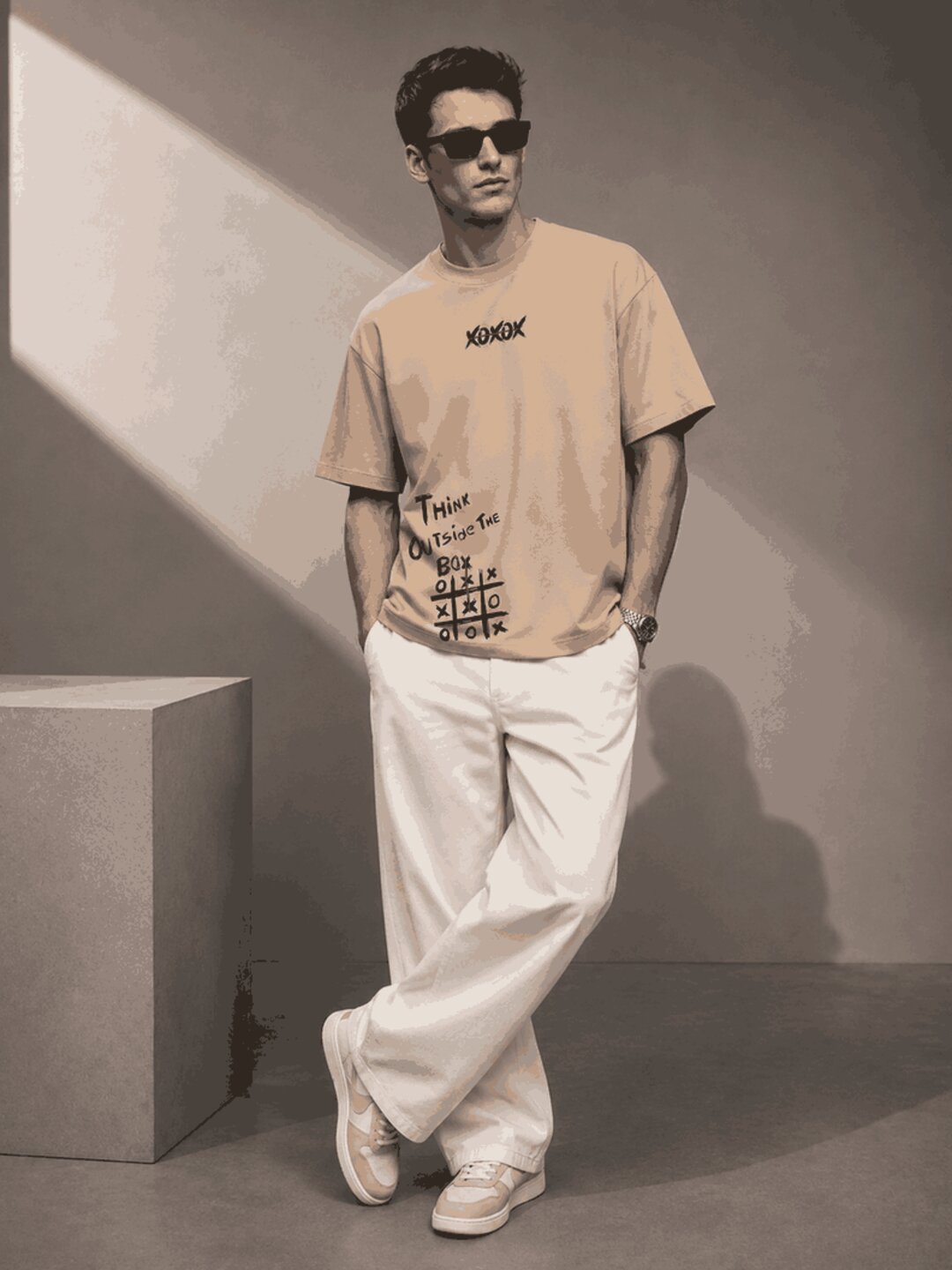 Out of the Box Printed Round Neck Oversize Pre-customized Tshirt for Men