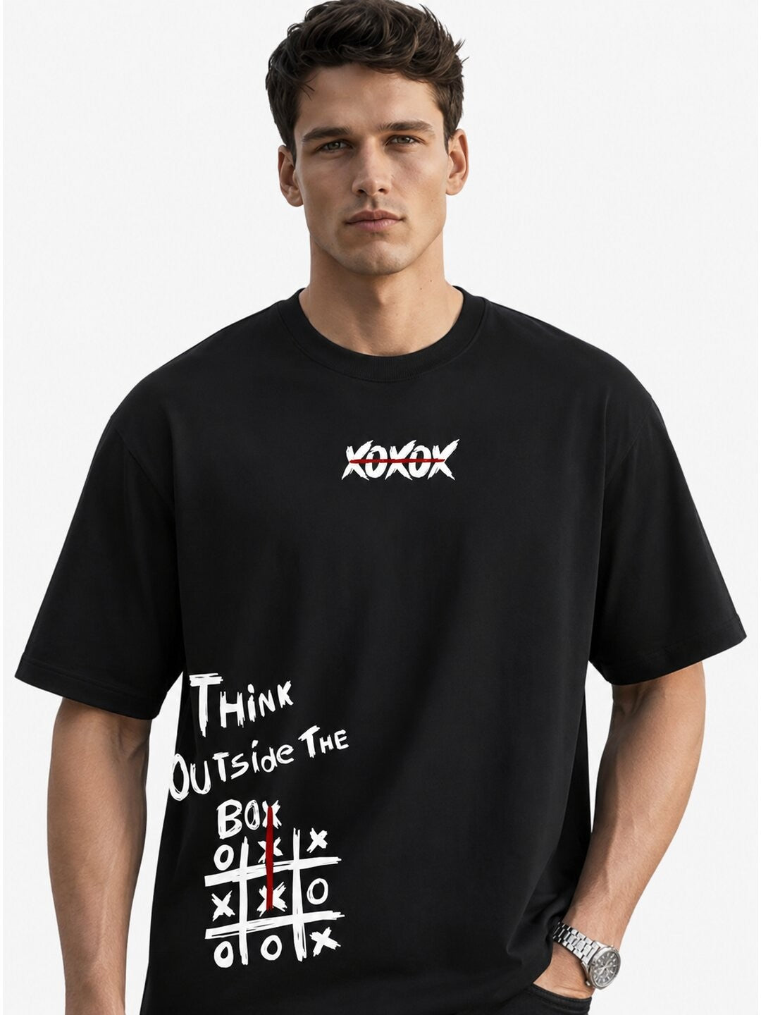 Out of the Box Printed Round Neck Oversize Pre-customized Tshirt for Men