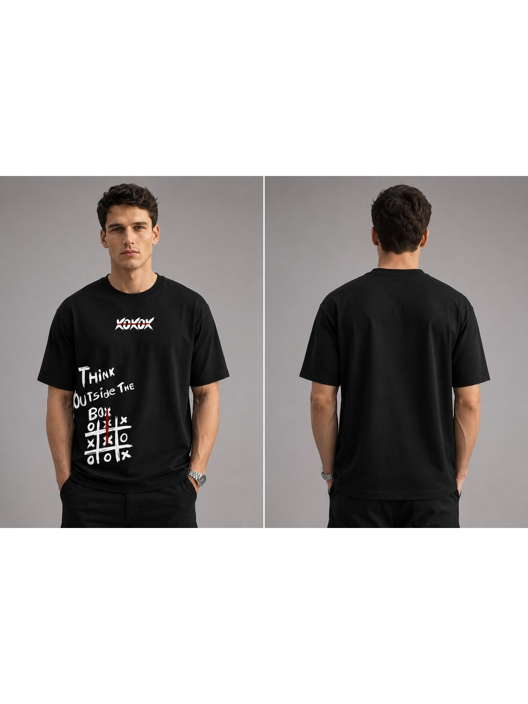 Out of the Box Printed Round Neck Oversize Pre-customized Tshirt for Men