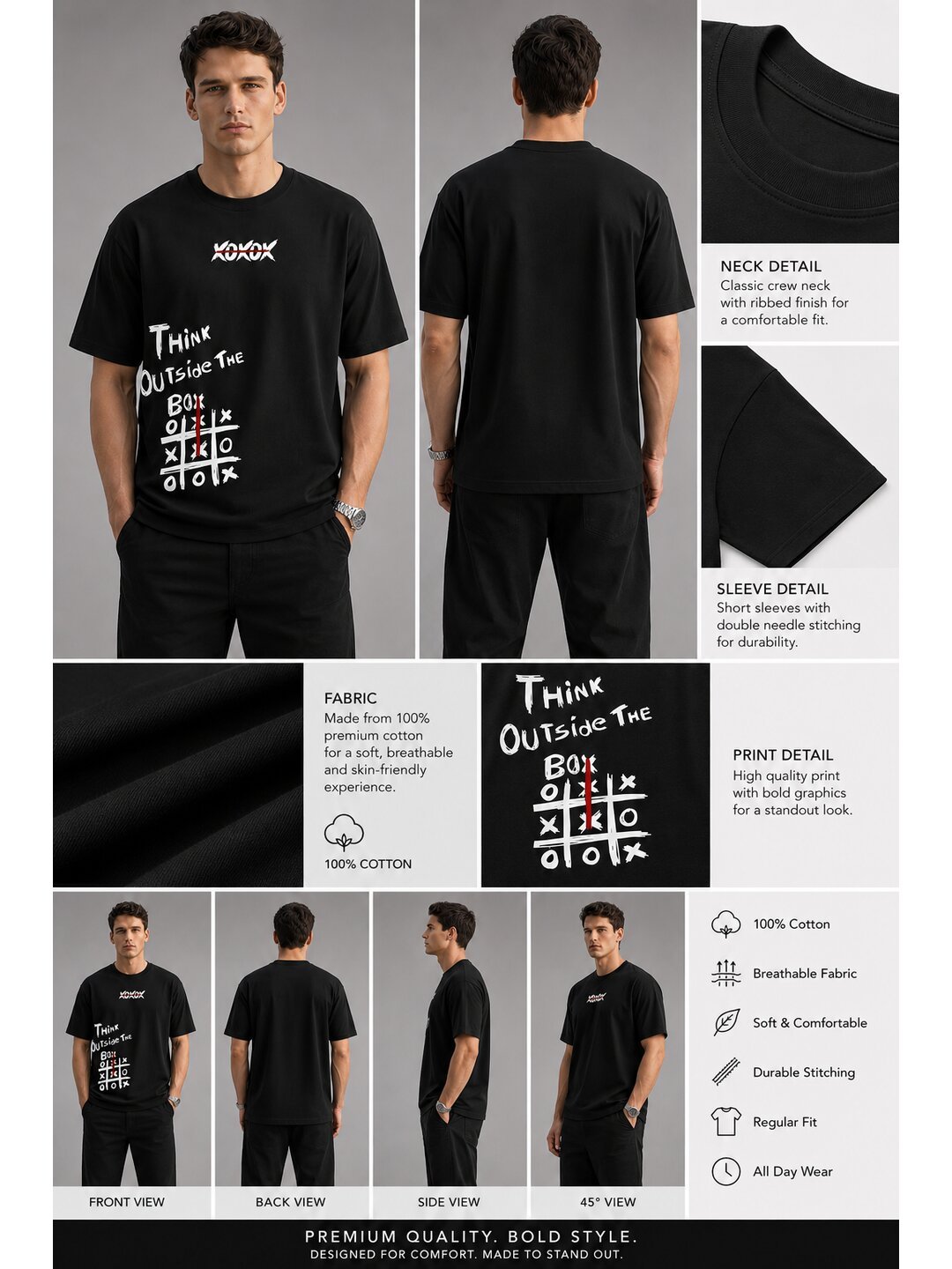 Out of the Box Printed Round Neck Oversize Pre-customized Tshirt for Men