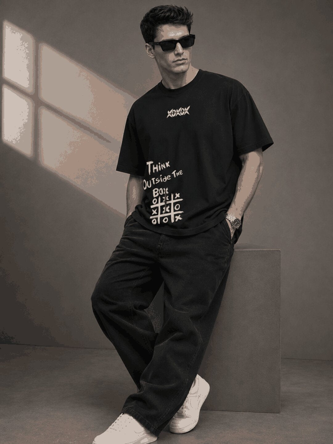 Out of the Box Printed Round Neck Oversize Pre-customized Tshirt for Men