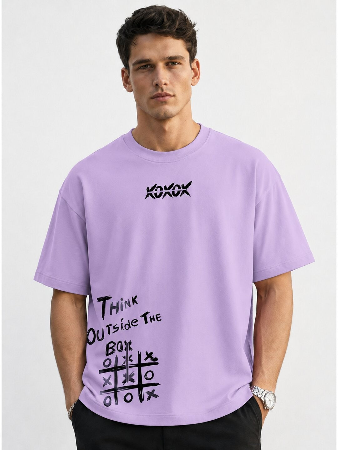 Out of the Box Printed Round Neck Oversize Pre-customized Tshirt for Men