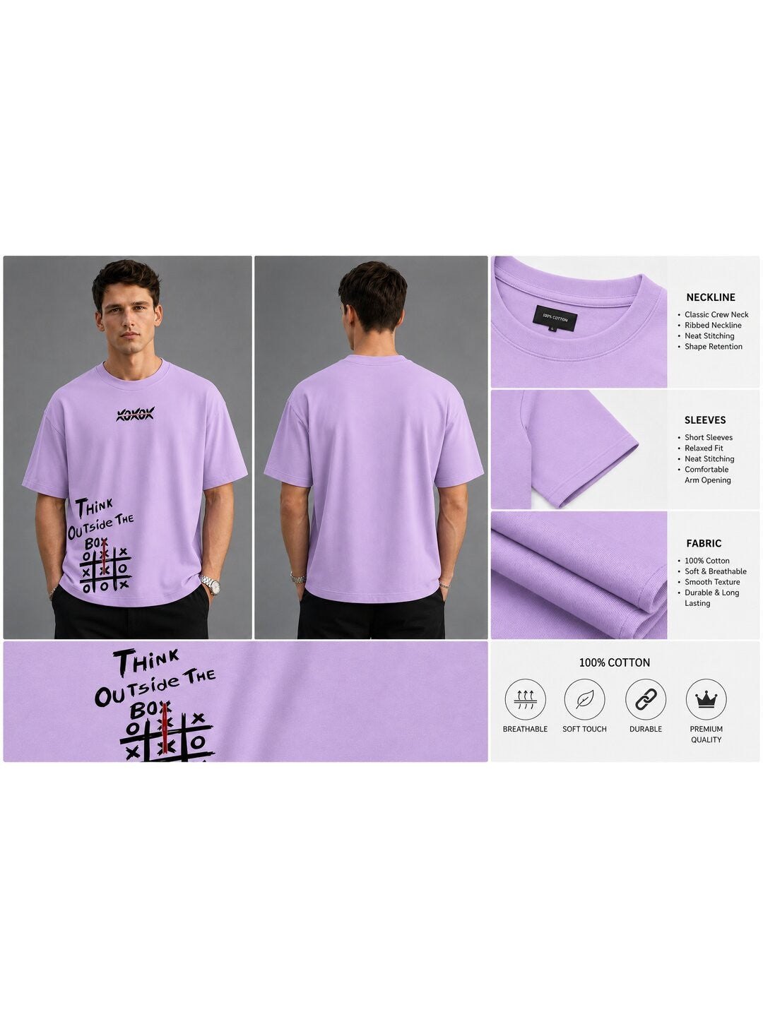 Out of the Box Printed Round Neck Oversize Pre-customized Tshirt for Men