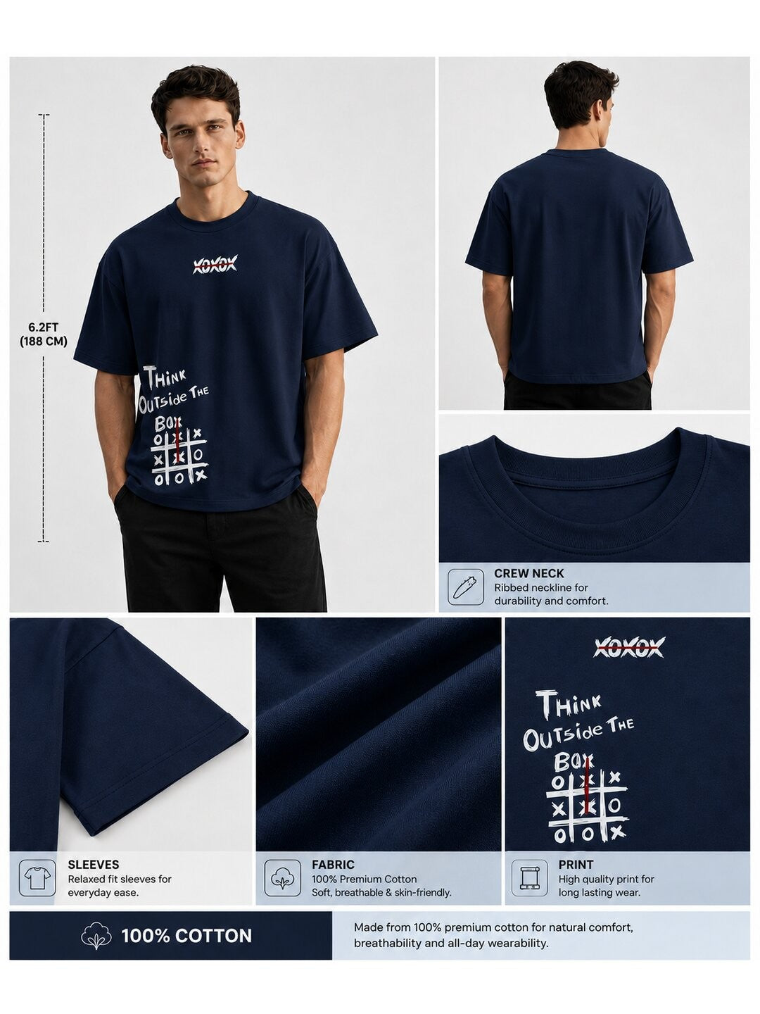Out of the Box Printed Round Neck Oversize Pre-customized Tshirt for Men