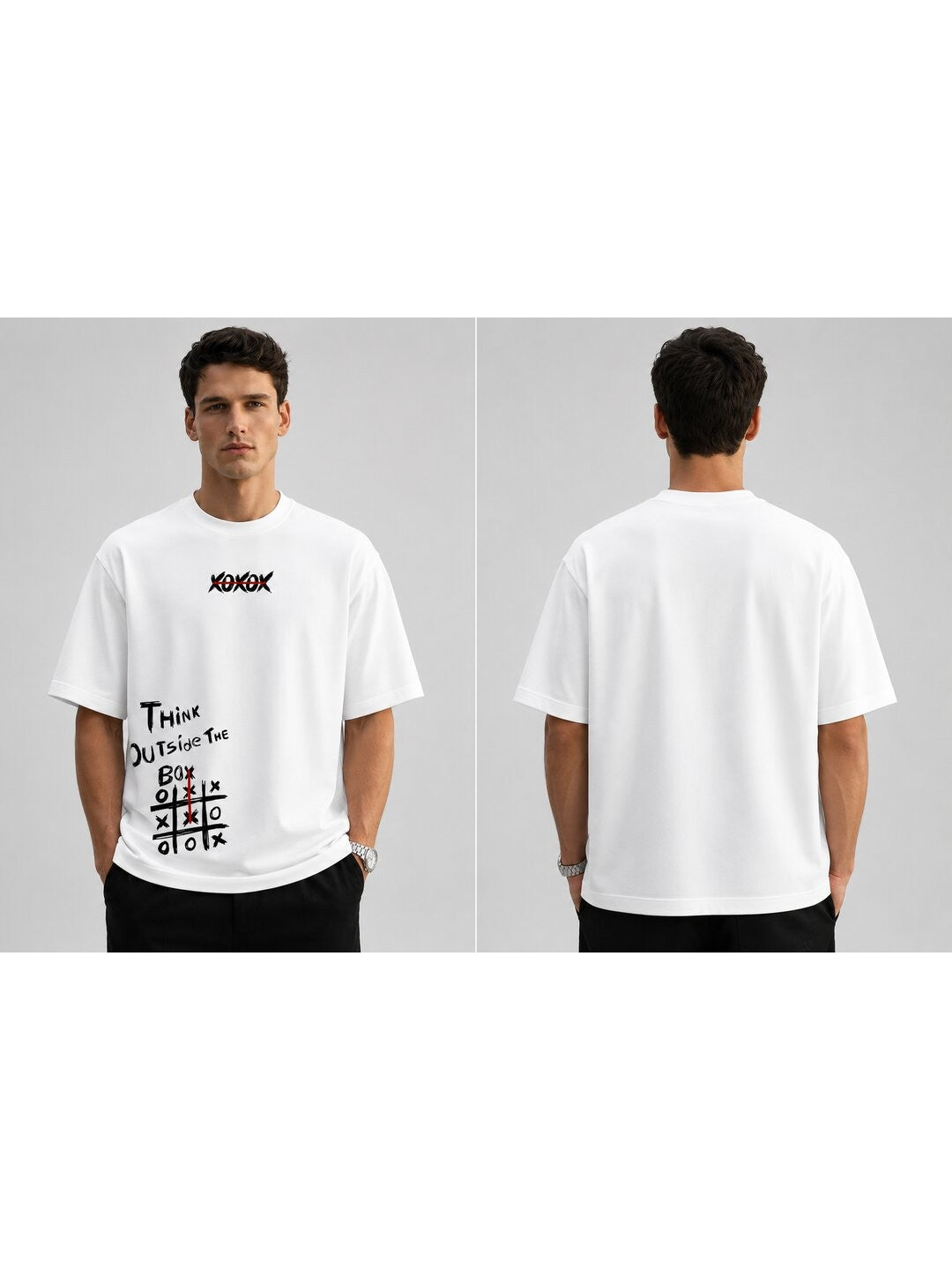 Out of the Box Printed Round Neck Oversize Pre-customized Tshirt for Men