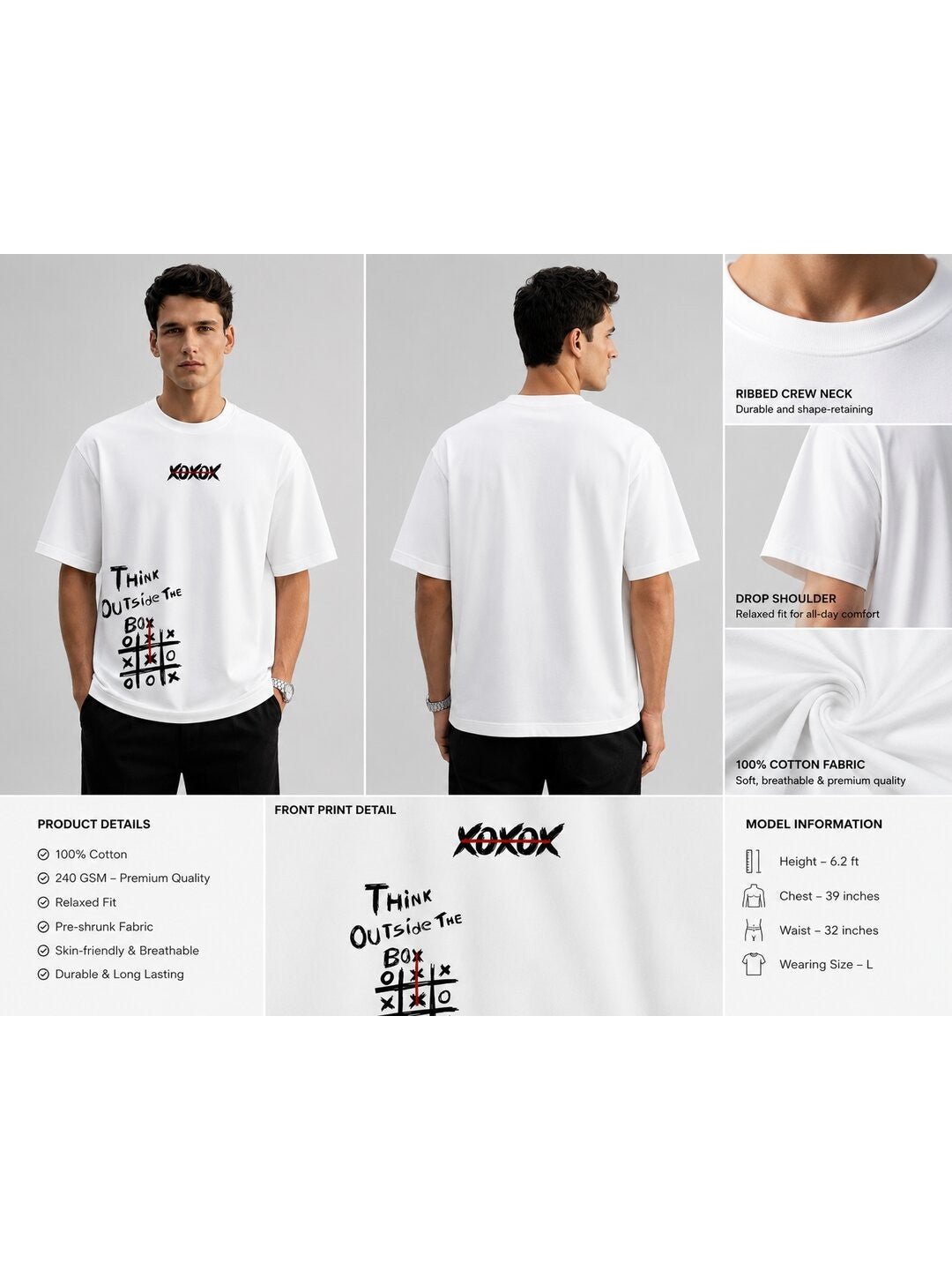 Out of the Box Printed Round Neck Oversize Pre-customized Tshirt for Men