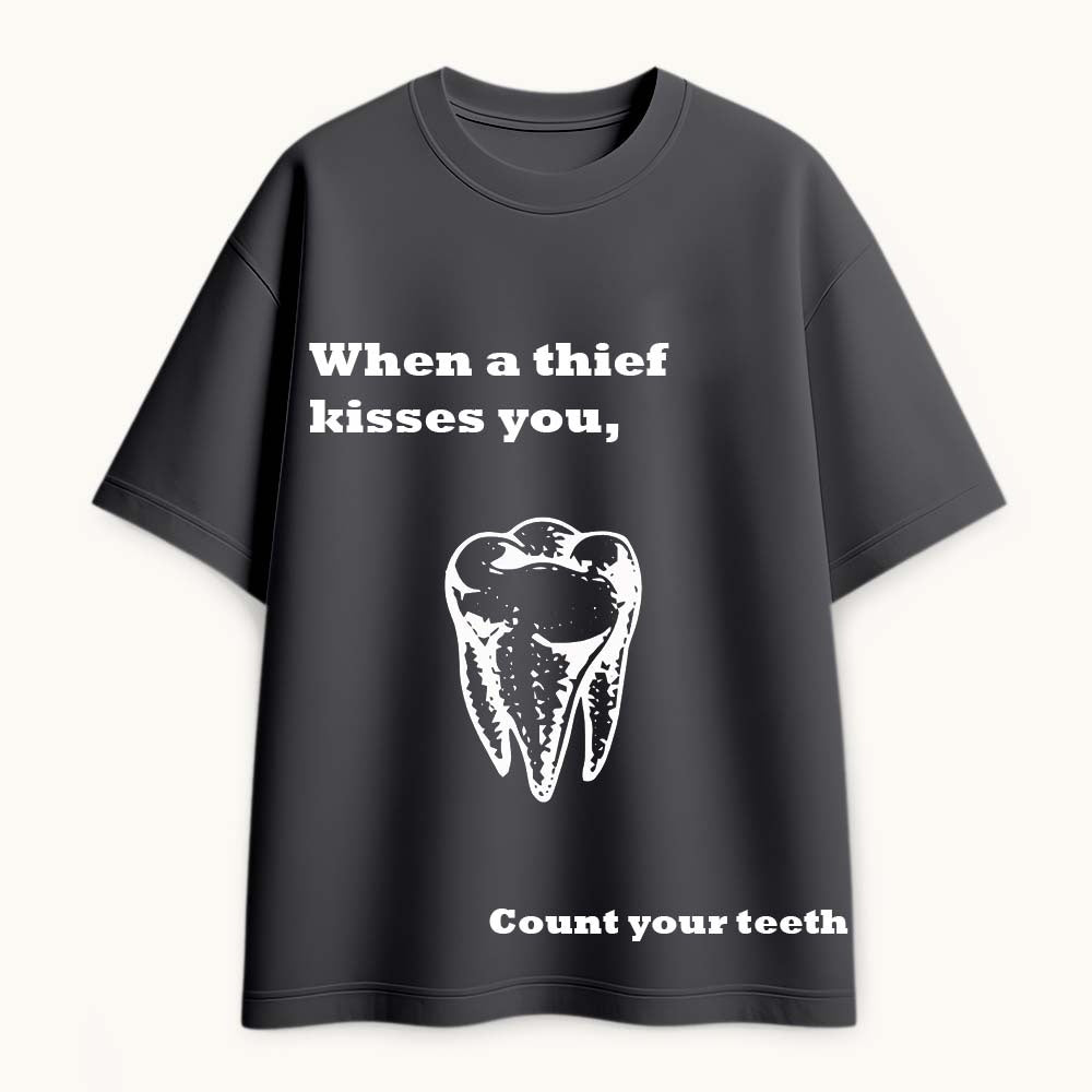 Tooth Printed Round Neck Oversize Pre-customized Tshirt for Men