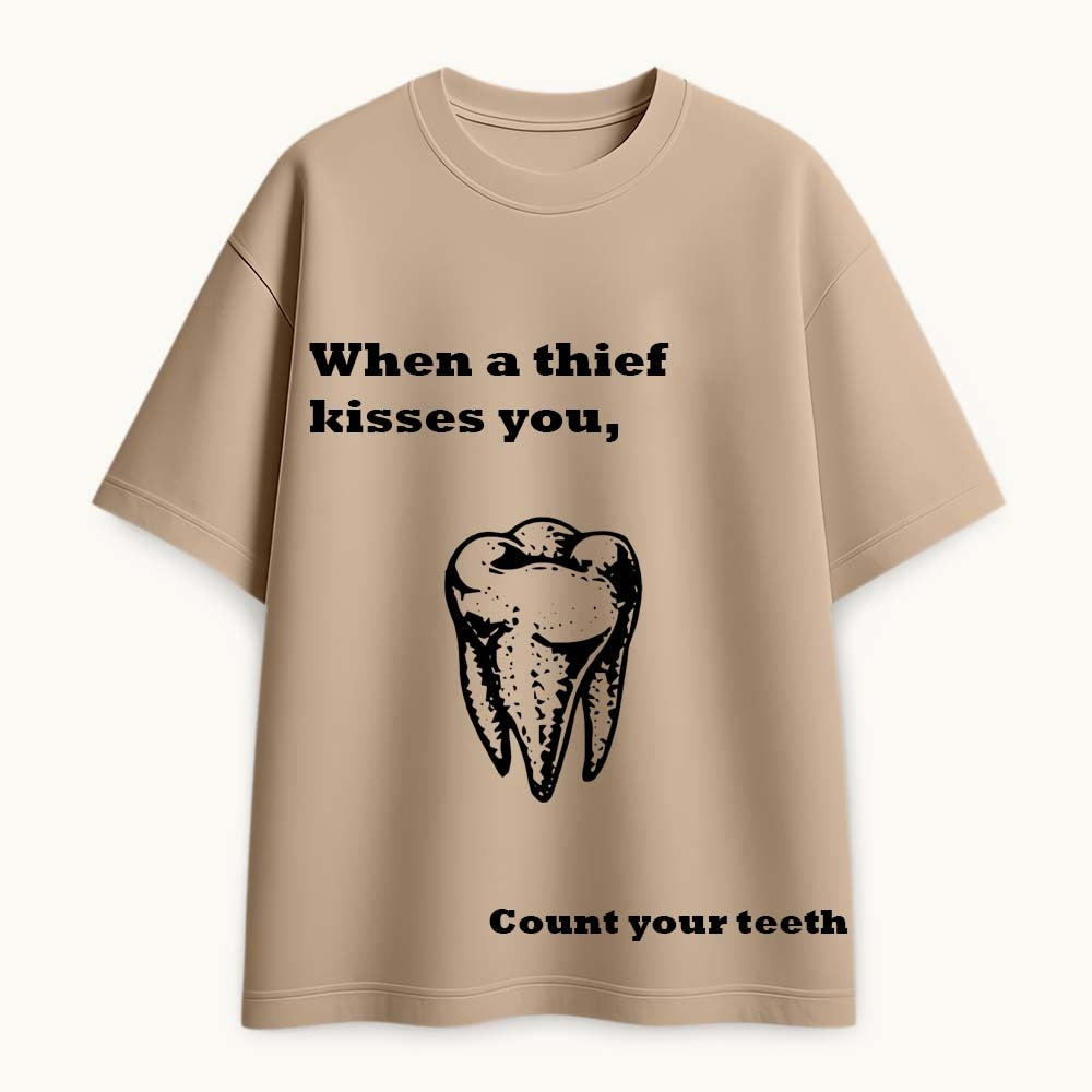 Tooth Printed Round Neck Oversize Pre-customized Tshirt for Men