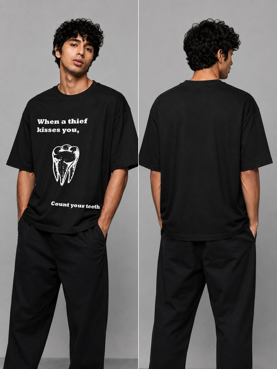 Tooth Printed Round Neck Oversize Pre-customized Tshirt for Men