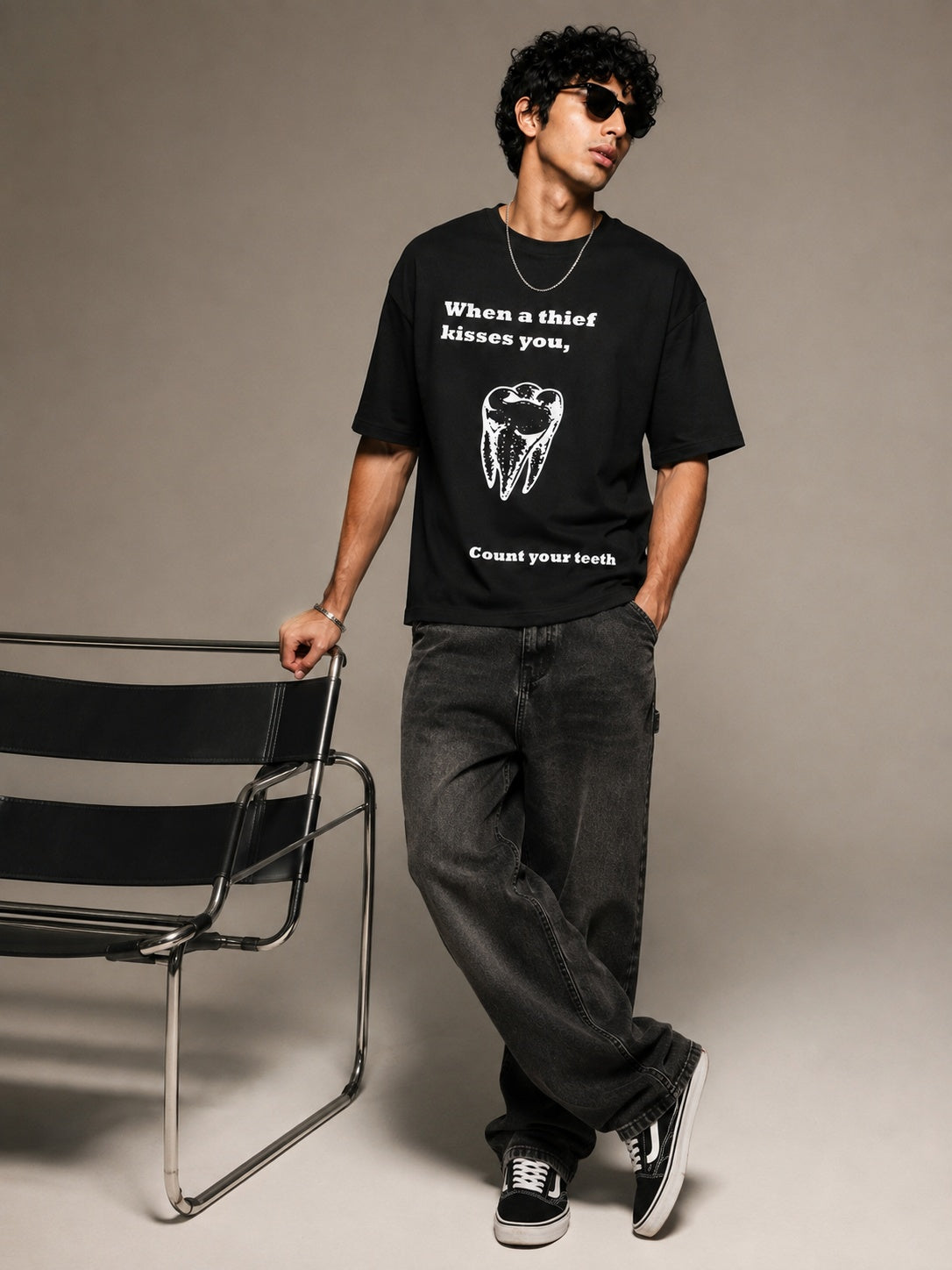 Tooth Printed Round Neck Oversize Pre-customized Tshirt for Men