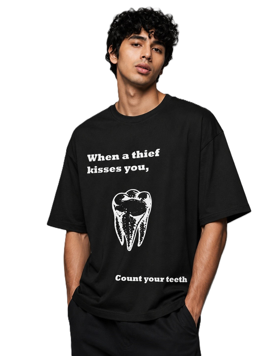 Tooth Printed Round Neck Oversize Pre-customized Tshirt for Men