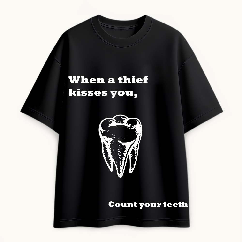 Tooth Printed Round Neck Oversize Pre-customized Tshirt for Men