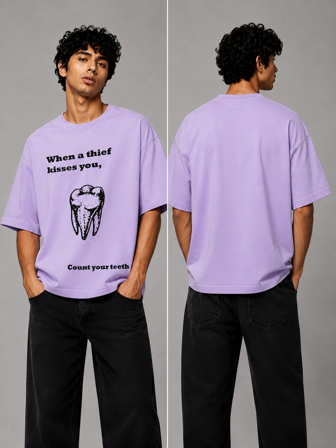 Tooth Printed Round Neck Oversize Pre-customized Tshirt for Men