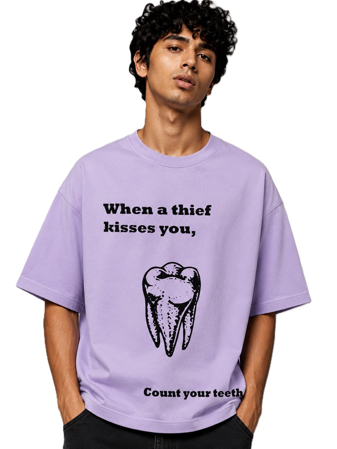 Tooth Printed Round Neck Oversize Pre-customized Tshirt for Men