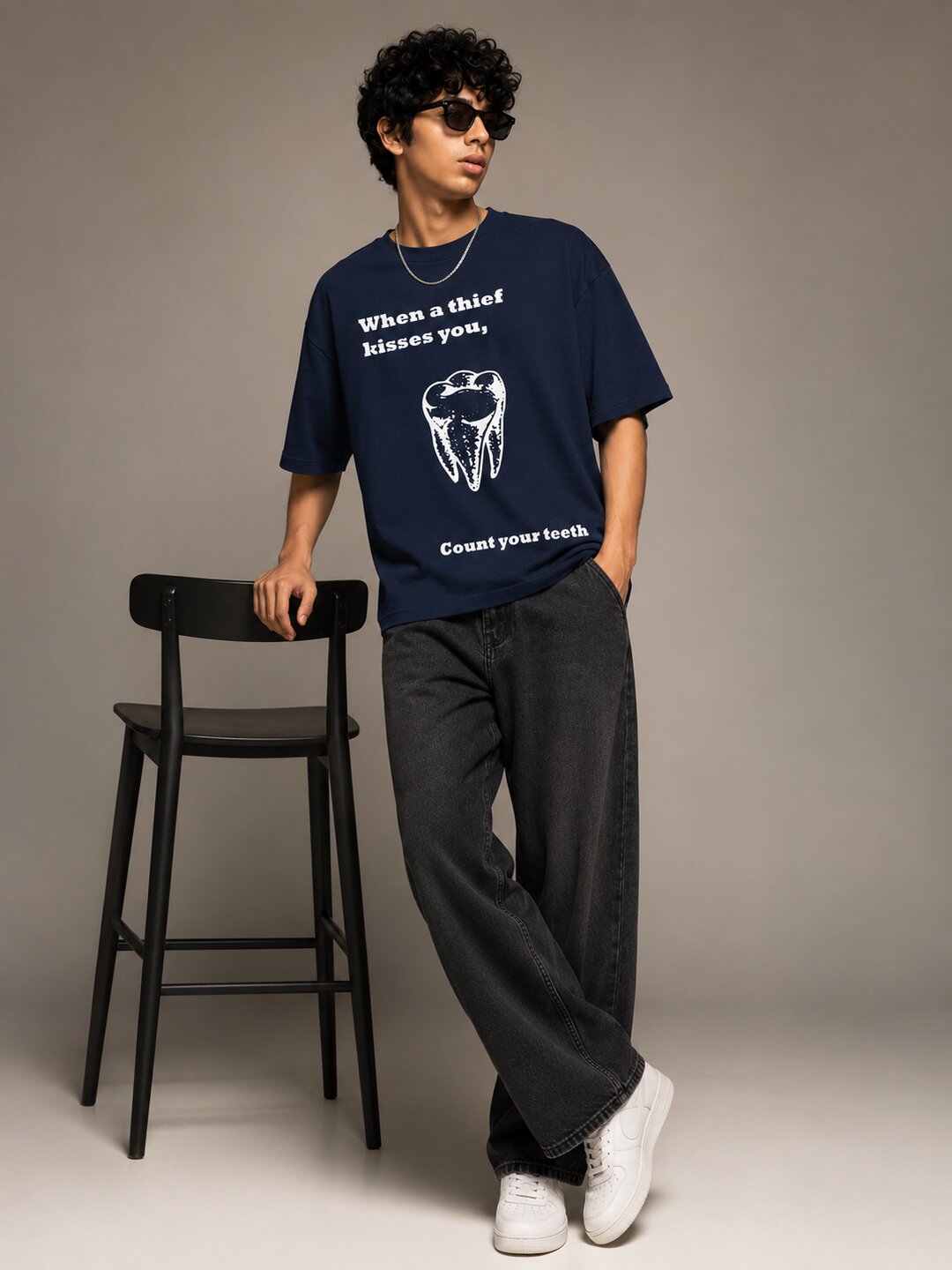Tooth Printed Round Neck Oversize Pre-customized Tshirt for Men