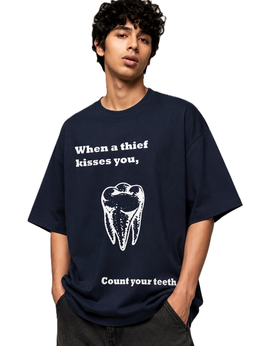 Tooth Printed Round Neck Oversize Pre-customized Tshirt for Men