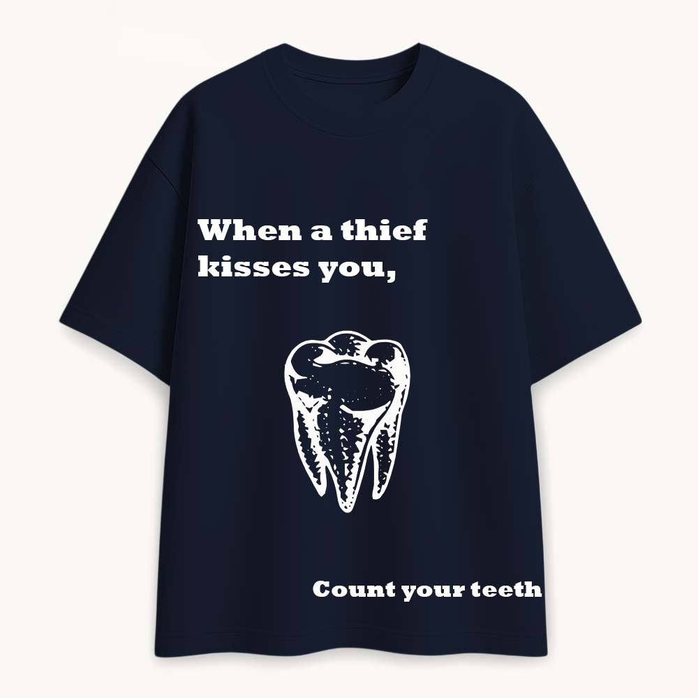 Tooth Printed Round Neck Oversize Pre-customized Tshirt for Men