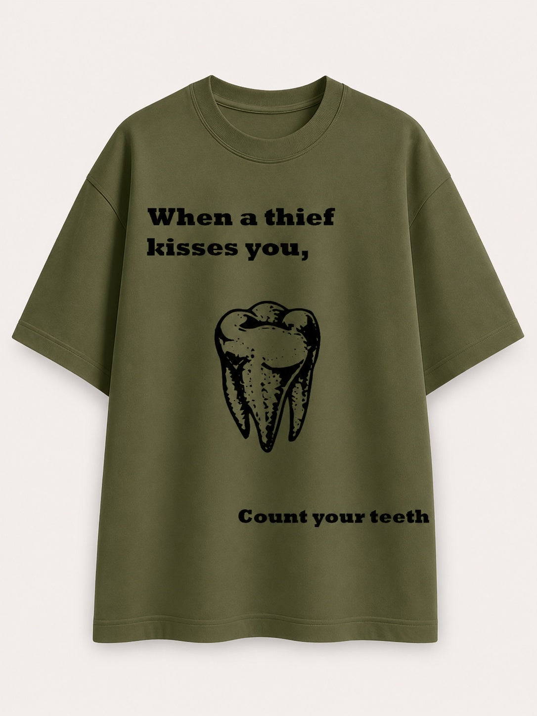 Tooth Printed Round Neck Oversize Pre-customized Tshirt for Men