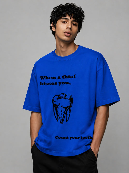 Tooth Printed Round Neck Oversize Pre-customized Tshirt for Men