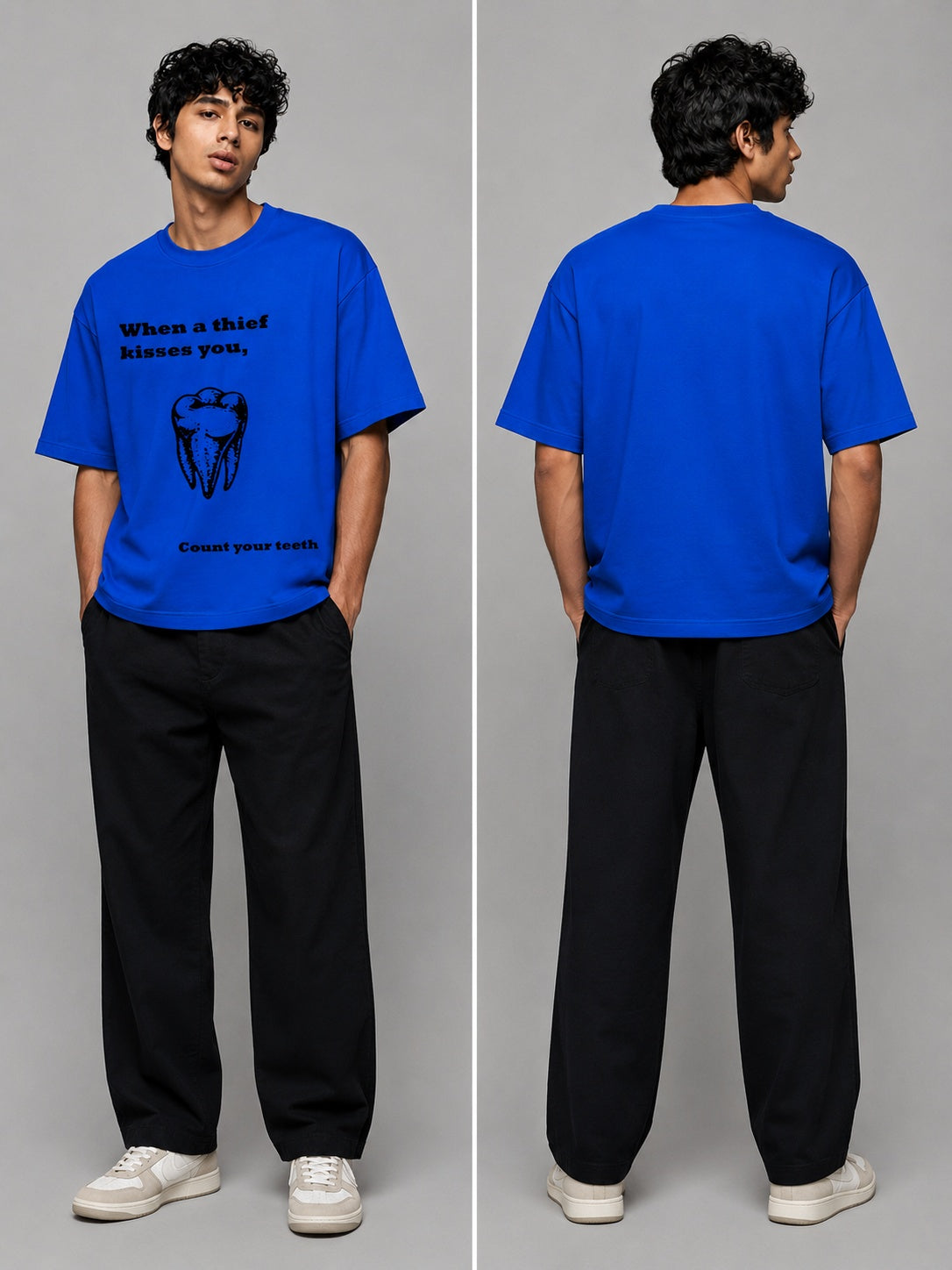 Tooth Printed Round Neck Oversize Pre-customized Tshirt for Men