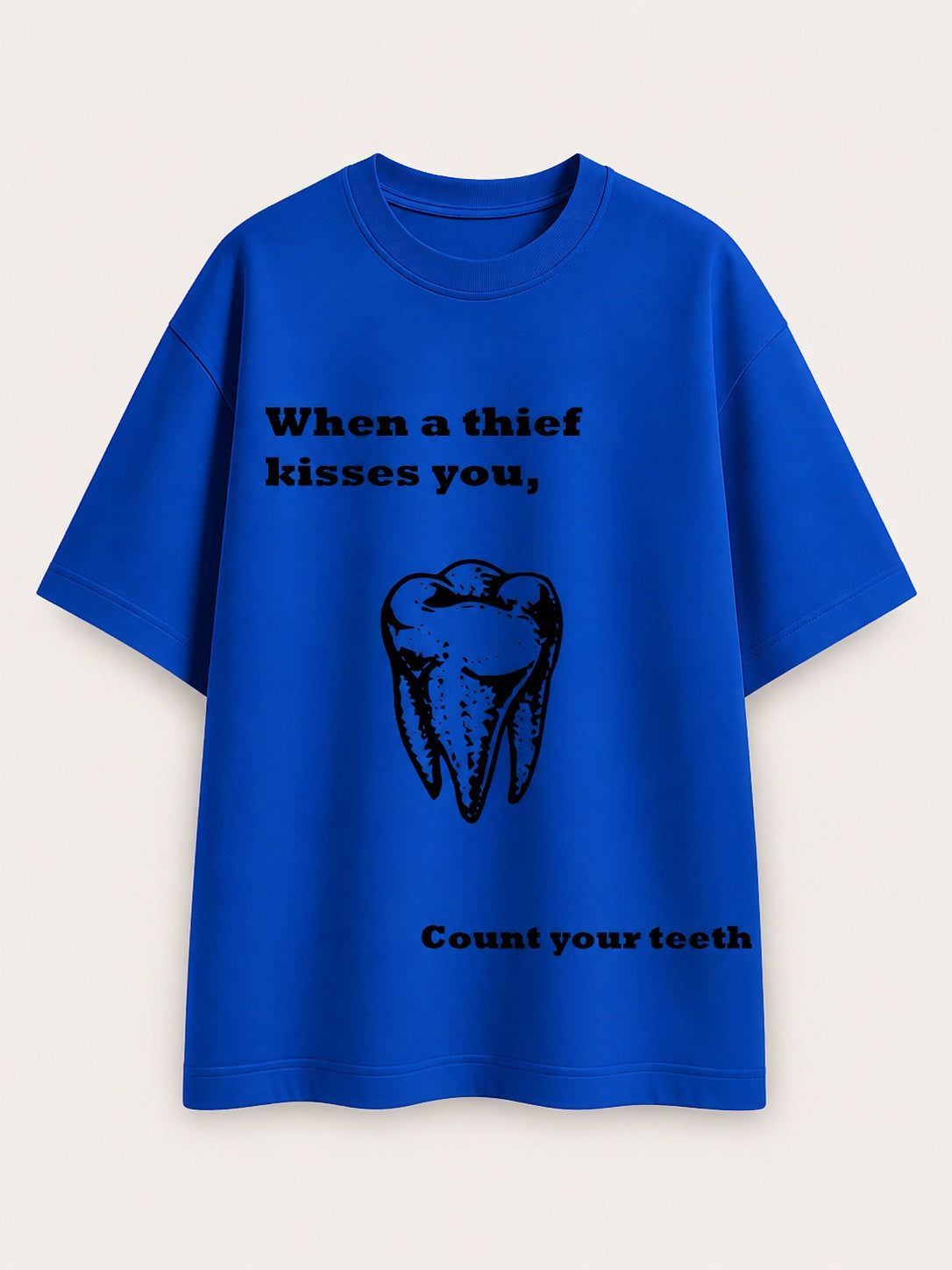 Tooth Printed Round Neck Oversize Pre-customized Tshirt for Men