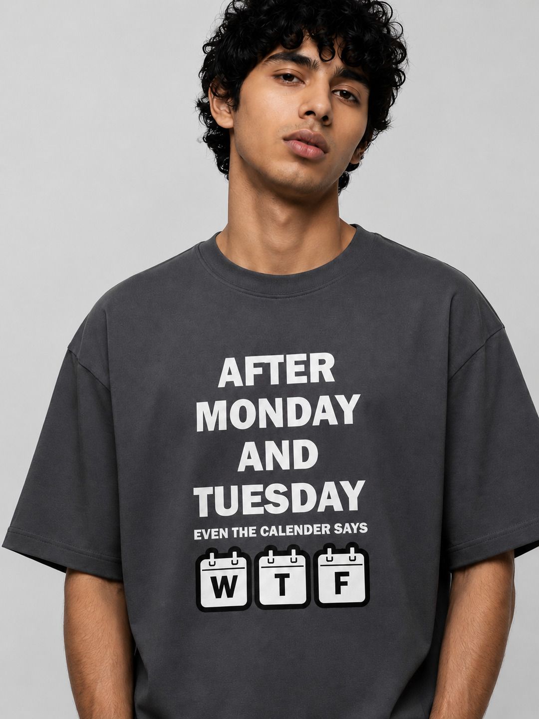 Week drift Printed Round Neck Oversize Pre-customized Tshirt for Men