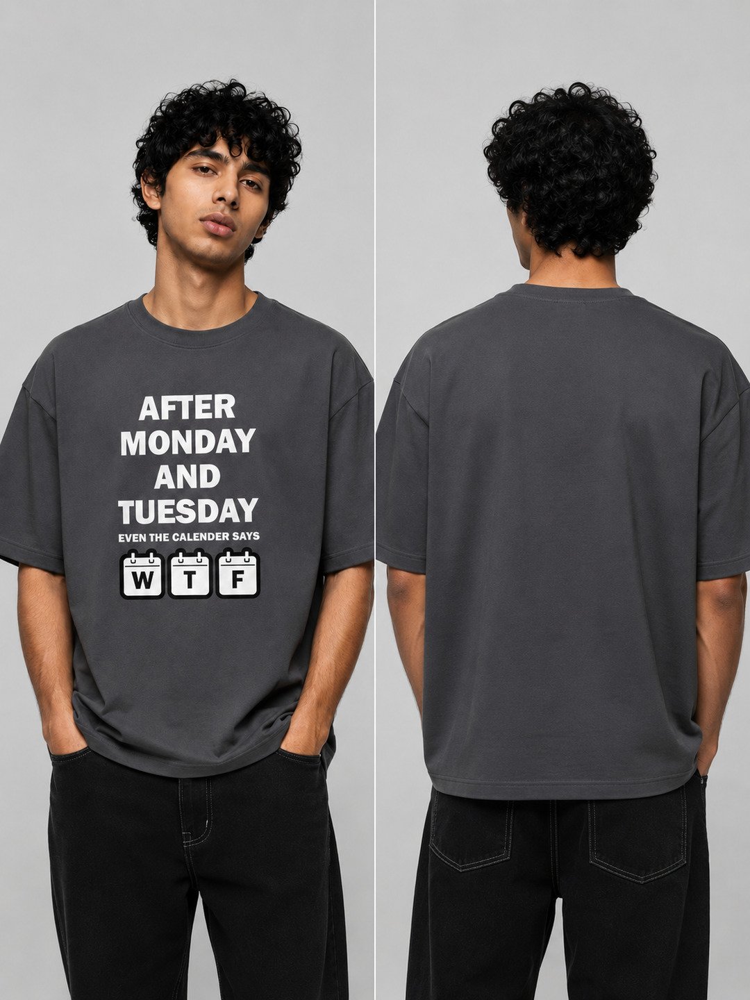 Week drift Printed Round Neck Oversize Pre-customized Tshirt for Men