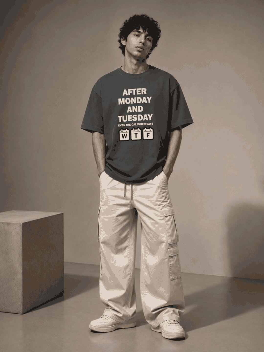 Week drift Printed Round Neck Oversize Pre-customized Tshirt for Men