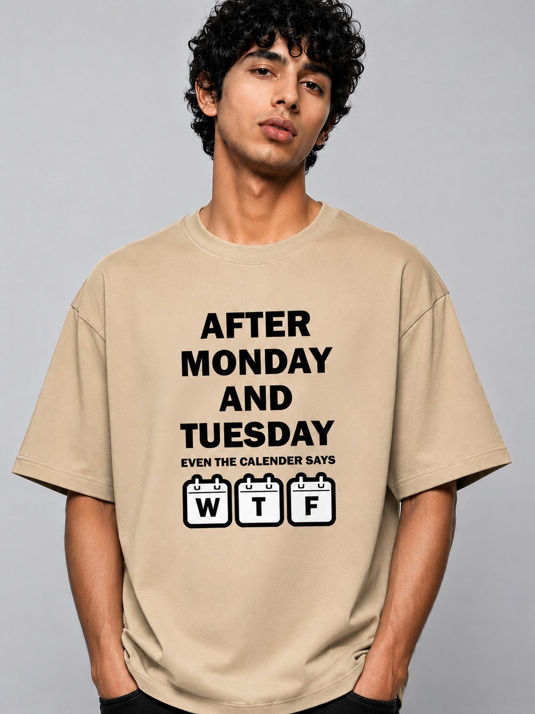 Week drift Printed Round Neck Oversize Pre-customized Tshirt for Men