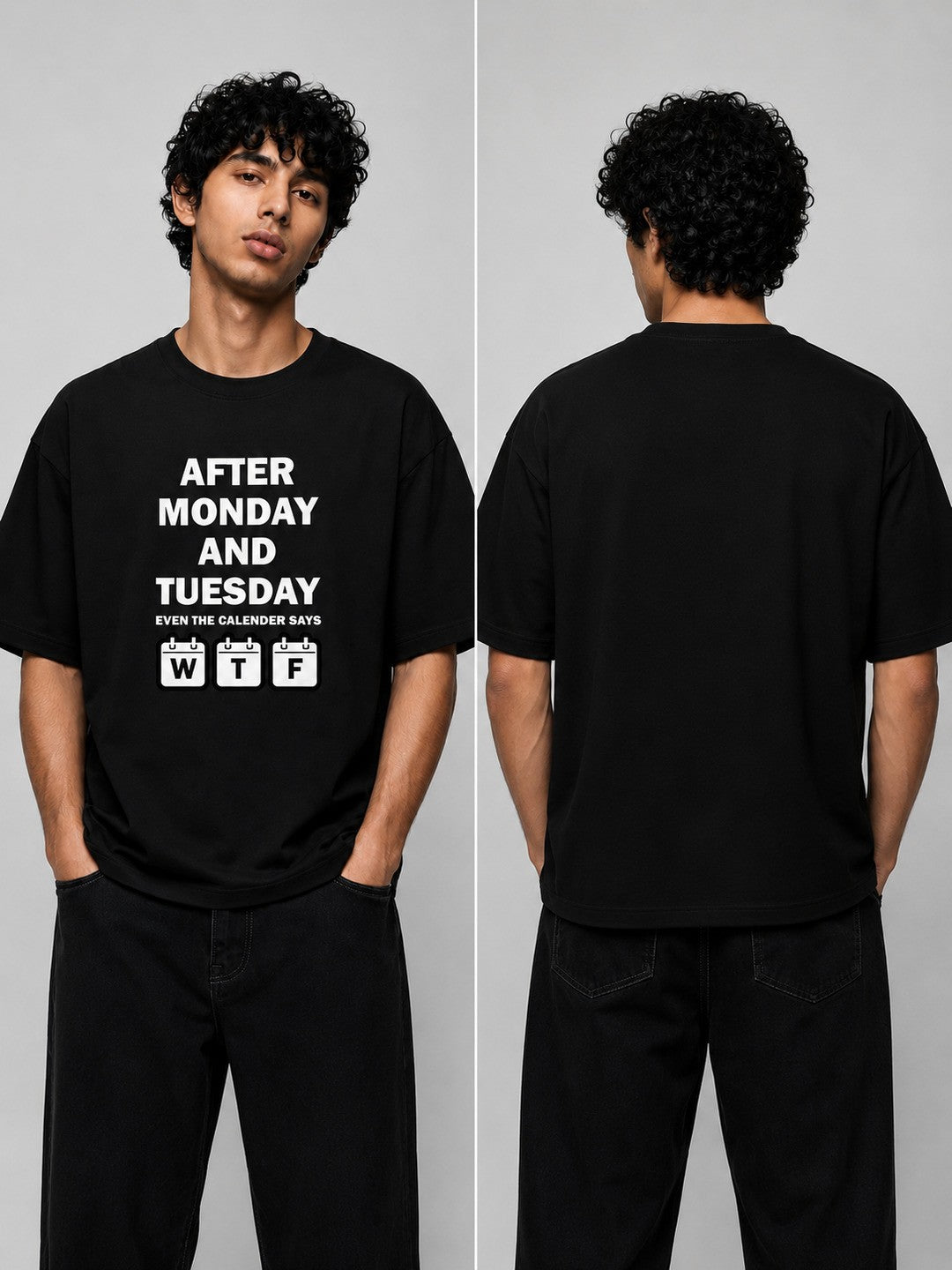 Week drift Printed Round Neck Oversize Pre-customized Tshirt for Men